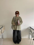 [unisex] Poneki heart printing mesh over knit tee