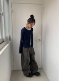 Pocol Pintuck Cotton Wide Balloon Pants