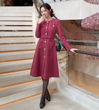 Ennis Shirring Wool Tweed One Piece