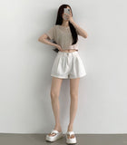 Relaxed round neck cooling summer short sleeve crop T-shirt