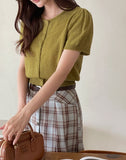 Dickie Puff Short Sleeve Knit Cardigan