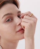 Champagne Full Moon Slim Silver Ring M