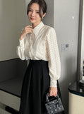 Crea Brushed Lace Collar Puff Blouse