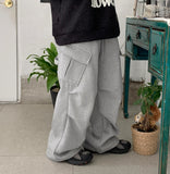 Watchun banding brushed parachute cargo pants