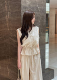 Bena Linen Sleeveless Banding Pants Set