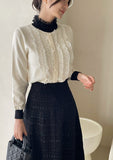 Tilla Layered Color Matching Pearl Lace Polar Knit