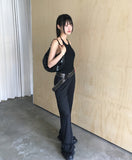 Take Pleats Tiered Frill Bootcut Pants