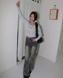 Honti Pastel U-Neck Round Crop Knit