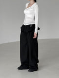 Ruffle Belt Skirt Pants