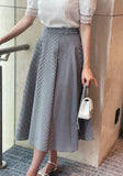 Rebel Check Banding Flare Long Skirt