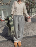 Mix cable crop hooded knit