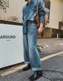 Flood cat brush western denim pants