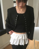 [MADE] Lame snap button no collar guest look tweed jacket