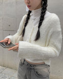 Reaper angora crop knit cardigan