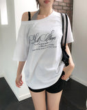 Stars Lettering Unbalance Short Sleeve