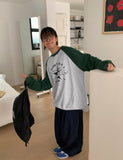 [BAONHAUS] Printed Color Raglan Sweatshirt