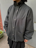 [BAONHAUS] Kitft Flower Corduroy Color Matching Collar Bomber Jacket