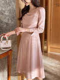 Meisha tweed ribbon flare one piece