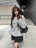 [Scrunchie Set] Nora Off-Shoulder Loose Knit