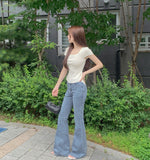 Cooling Hip Padded Low-Rise Stretch Summer Bootcut Denim Pants