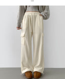 Corduroy Microfiber Velvet Pocket Cargo Long Wide Banding Pants