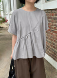Hub Diagonal Frill Short Sleeve Blouse