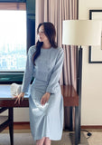 Siken Double Crop Jacket Flare Skirt Set