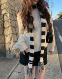 Kine Fringe Long Knit Muffler
