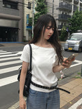 Demp One Shoulder Off Short Sleeve Loose Fit T-Shirt