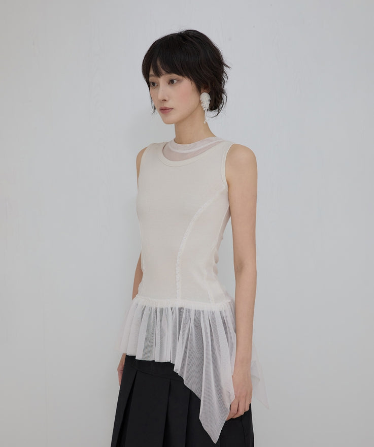 FLAREUP 韓国 アシンメトリードレープロールアップ Tシャツ アシンメトリードレープロールアップTシャツ (FL-165_Black