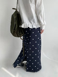 Viewkle Brushed Star Printing Banding Long Skirt
