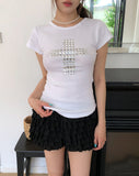 Metallic Cross Slim Short Sleeve