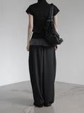Curved Balloon Pleated Wrap Slacks