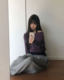Kyuhin Sleeve Button One-Shoulder Sweatshirt