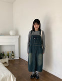Makui Denim Suspender Long One Piece