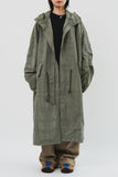 Cracked Hooded Long Parka