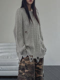 Space Damage Cable Knit