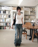 [U-BASIC] Riu Ribbed U-Neck Short Sleeve