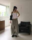 Pson lace tiered ribbon strap sleeveless blouse