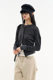 Hiles wide rib round-neck cardigan