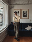 Story peach cotton two tuck pants