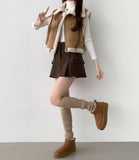 Full Fleece Brushed High Neck Buckle Mustang Vest