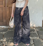 Non Fade Cooling Summer Thin Banding Wide Raw Denim Pants
