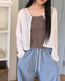 Cheche flower see-through button cardigan