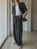 Made linen two tuck wide slacks