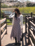 [Belt Set] Cheek Drape Check Unbalance Sleeveless Long One Piece