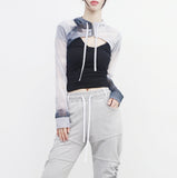 Zeo Tie-Dye See-Through Bolero Hood
