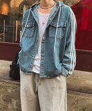 Fran Track Hooded Denim Shirt