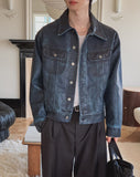 The Born Washed Leather Crop Trucker Jacket