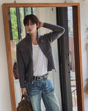 Horin Pocket Semi-Crop Knit Zip-Up